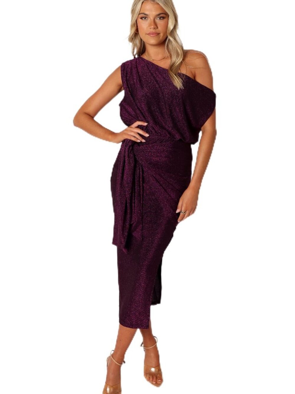 Petal & Pup Santiago Off Shoulder Midi Dress - Purple S